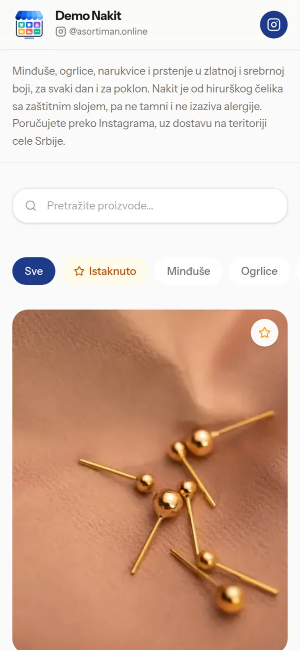 Izgled Editorial na prodavnici Demo Nakit