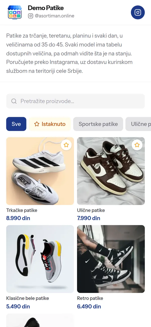 Izgled Kompaktan na prodavnici Demo Patike