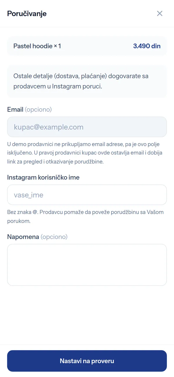 Kupac šalje porudžbinu iz kataloga